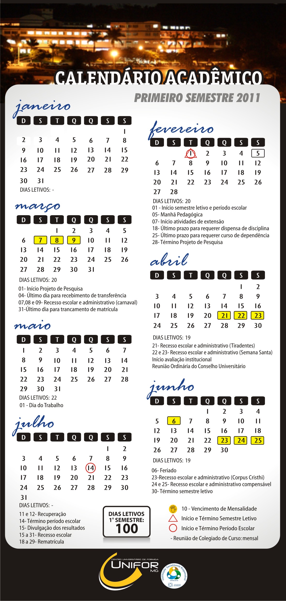 Calendário Acadêmico 2011