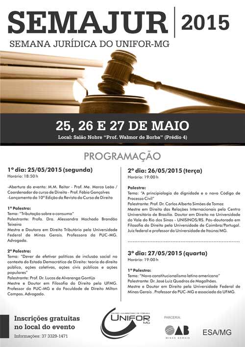 Semana Jurídica terá Lançamento da 10ª Edição da Revista do Curso de Direito e palestras