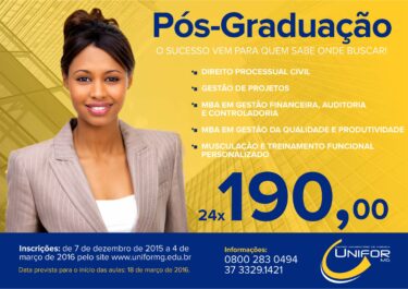 Continuam abertas as matrículas para cursos de pós-graduação do UNIFOR-MG