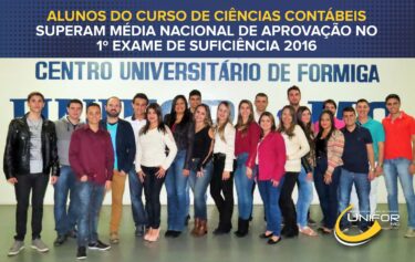 Alunos do 7º período de Ciências Contábeis do UNIFOR-MG são aprovados no 1º Exame de Suficiência 2016