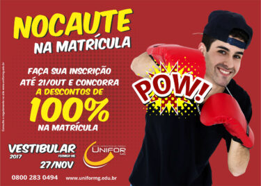 Última semana para concorrer a descontos de 100% na matrícula no Vestibular 2017 do UNIFOR-MG