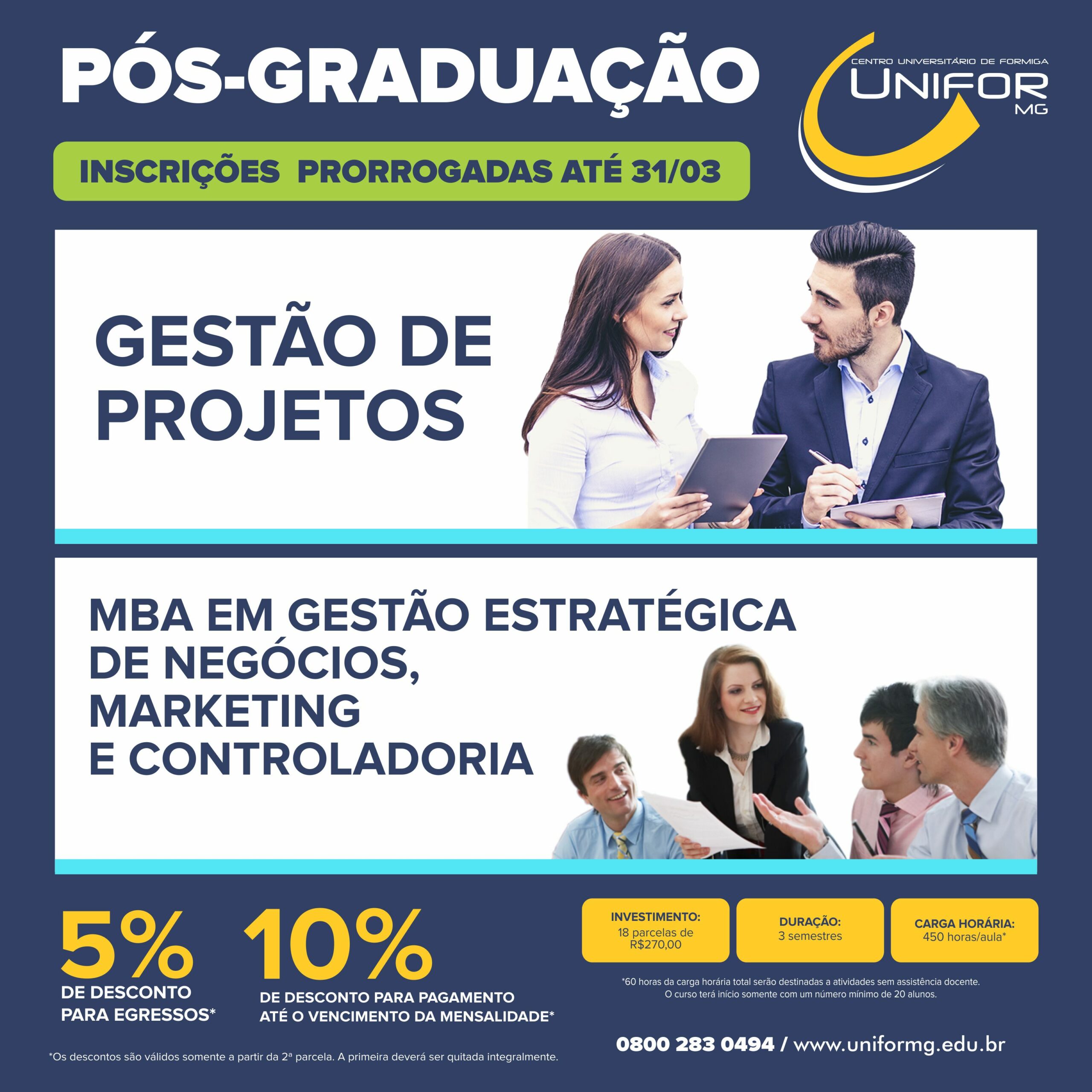 INSCRIÇÕES PRORROGADAS PARA DOIS CURSOS DE PÓS-GRADUAÇÃO