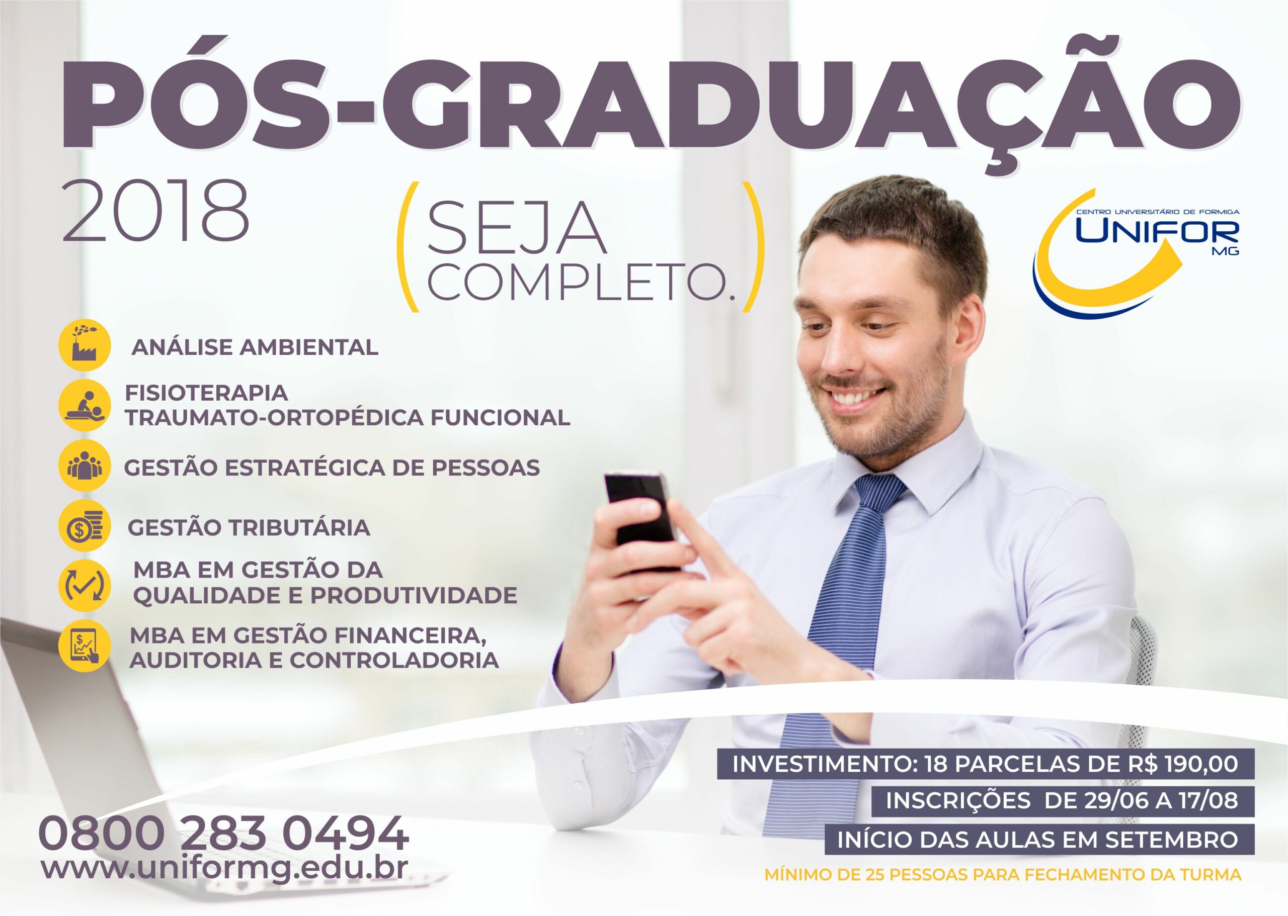 INSCRIÇÕES ABERTAS PARA OS CURSOS DE PÓS-GRADUAÇÃO