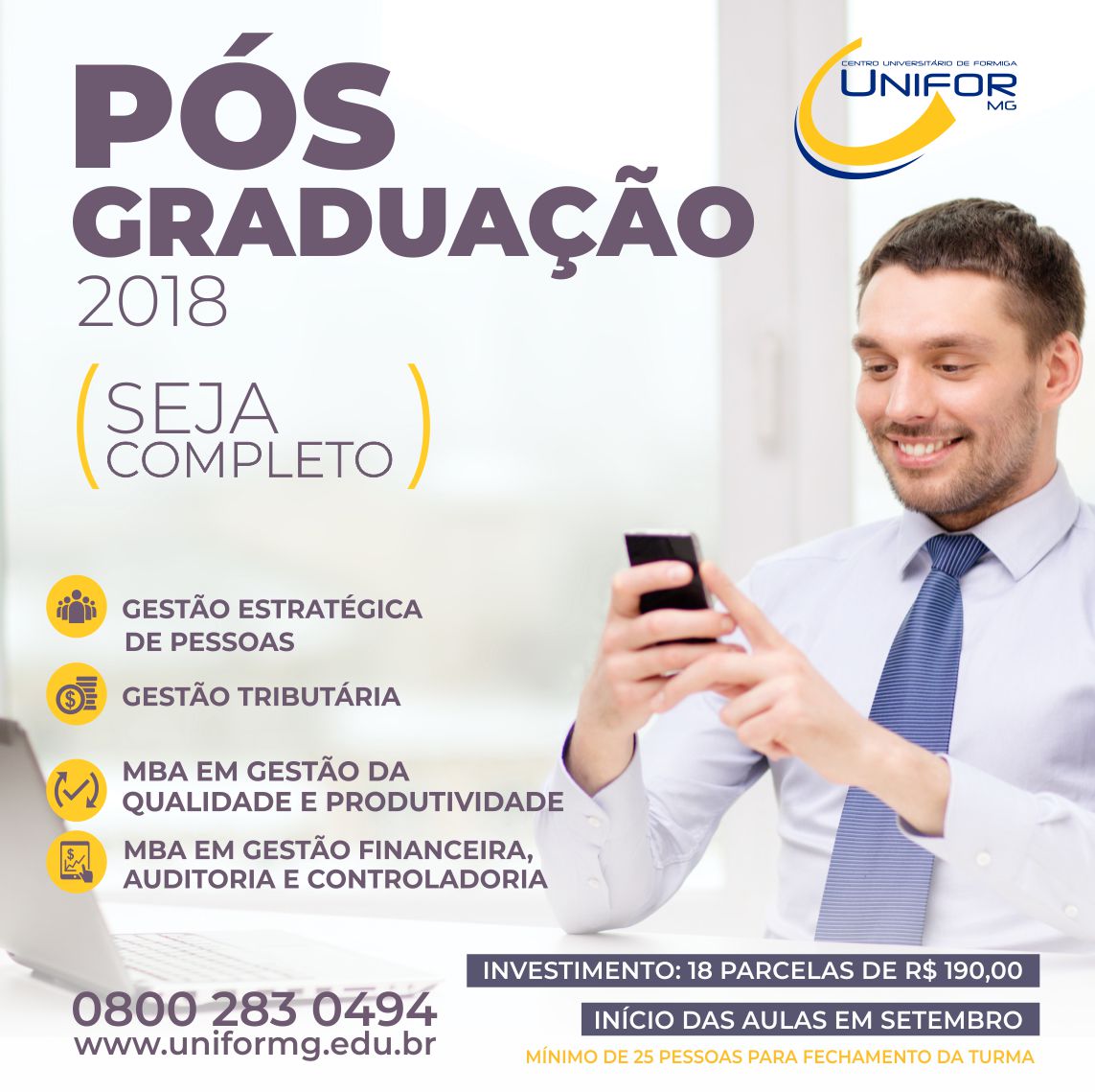 INSCRIÇÕES PRORROGADAS PARA CURSOS DE PÓS-GRADUAÇÃO