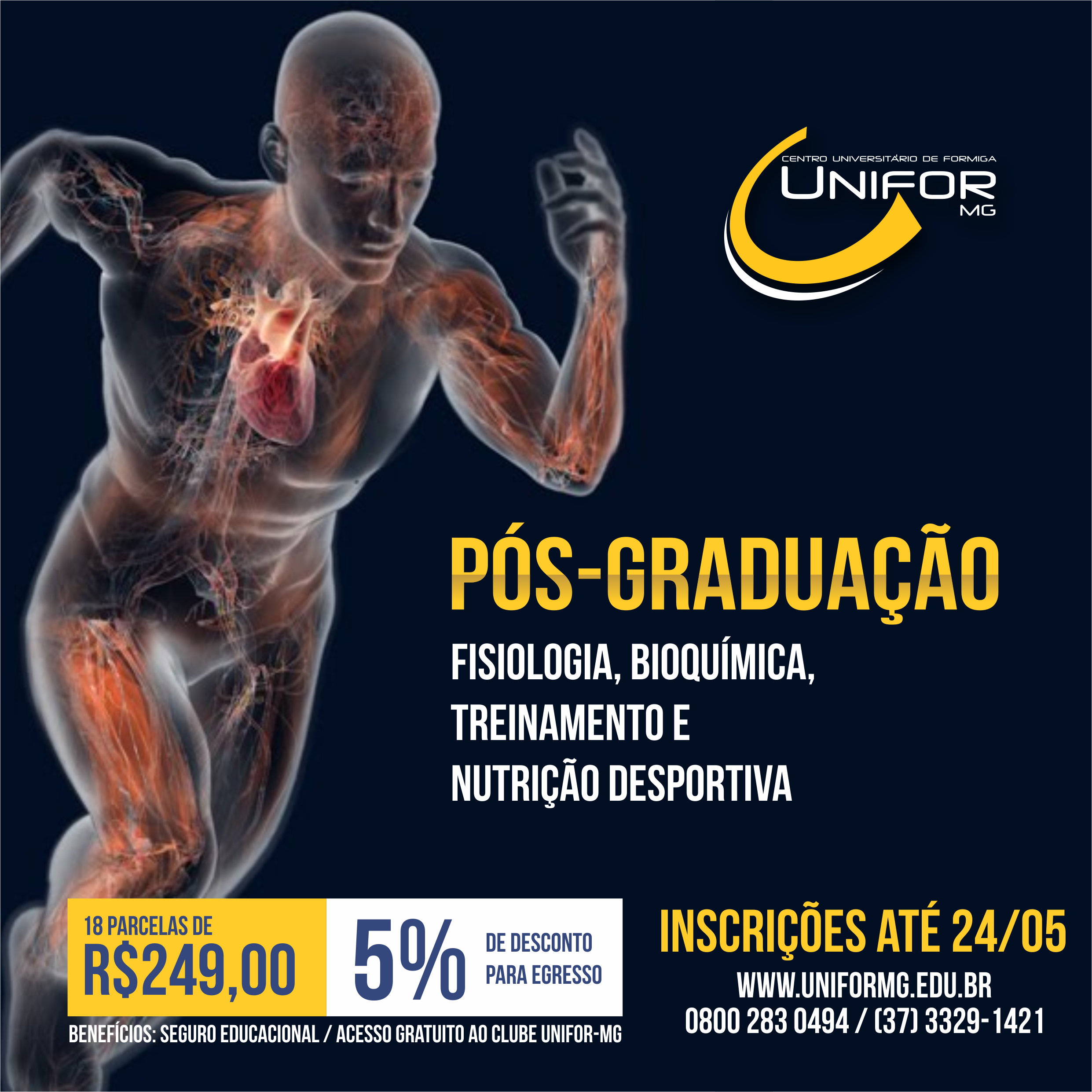 Serão aceitas até 24 de maio pré-matrículas para a pós-graduação em Fisiologia, Bioquímica, Treinamento e Nutrição Desportiva