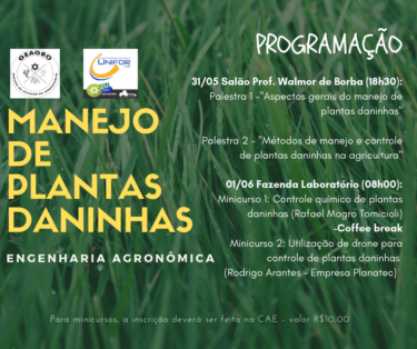 CURSO DE ENGENHARIA AGRONÔMICA PROMOVE EVENTO SOBRE MANEJO DE PLANTAS DANINHAS