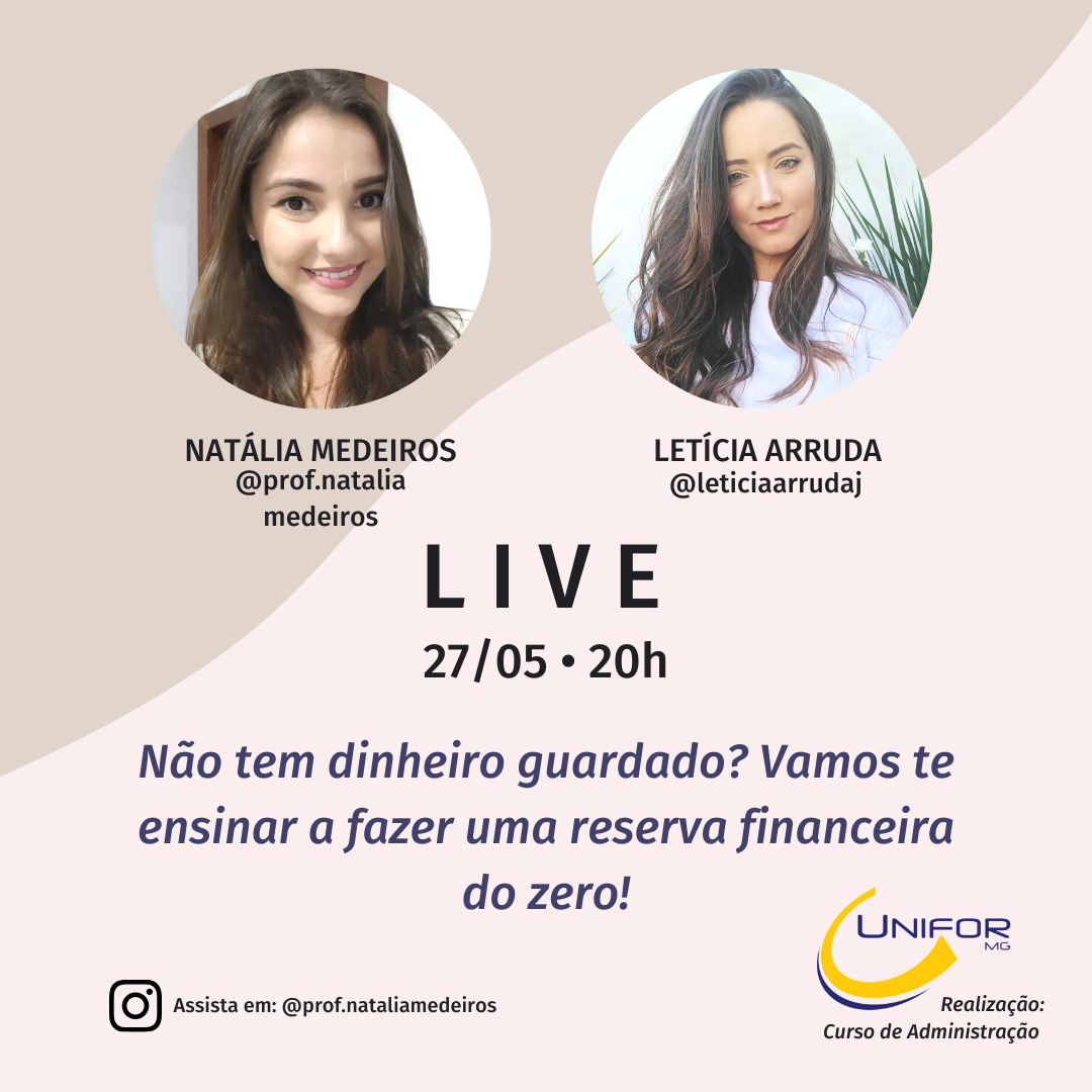 CURSO DE ADMINISTRAÇÃO PROMOVERÁ LIVE SOBRE RESERVA FINANCEIRA