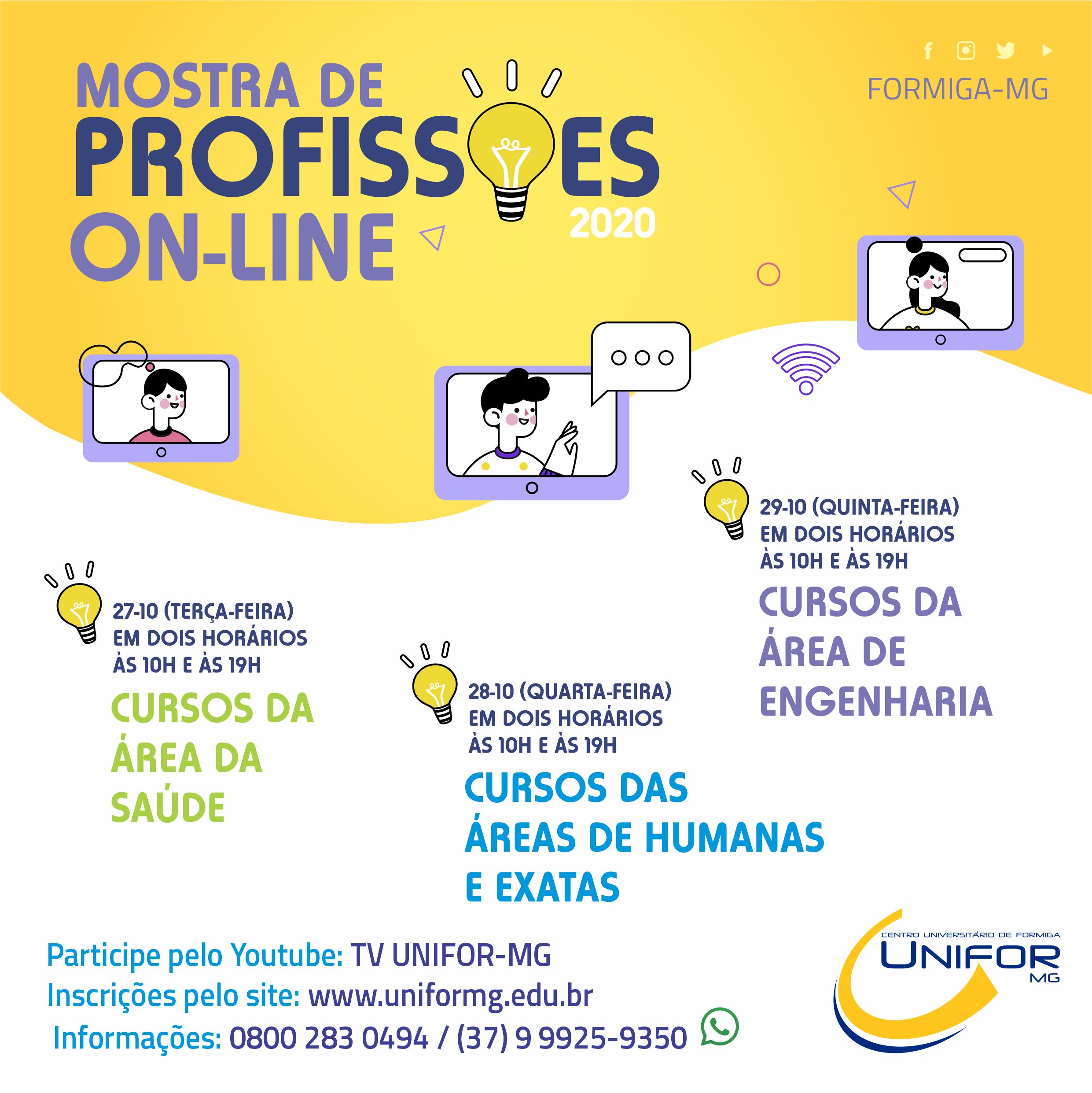 MOSTRA DE PROFISSÕES ON-LINE SERÁ REALIZADA NOS DIAS 27,28 E 29/10