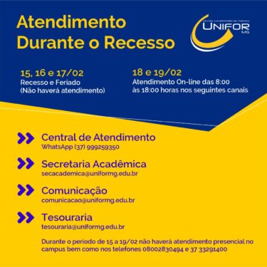 ATENDIMENTO DURANTE O RECESSO