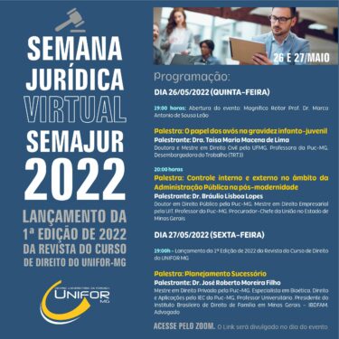 SEMAJUR TERÁ INÍCIO NO DIA 26/05