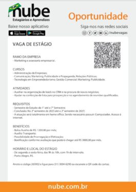 OPORTUNIDADE DE ESTÁGIO