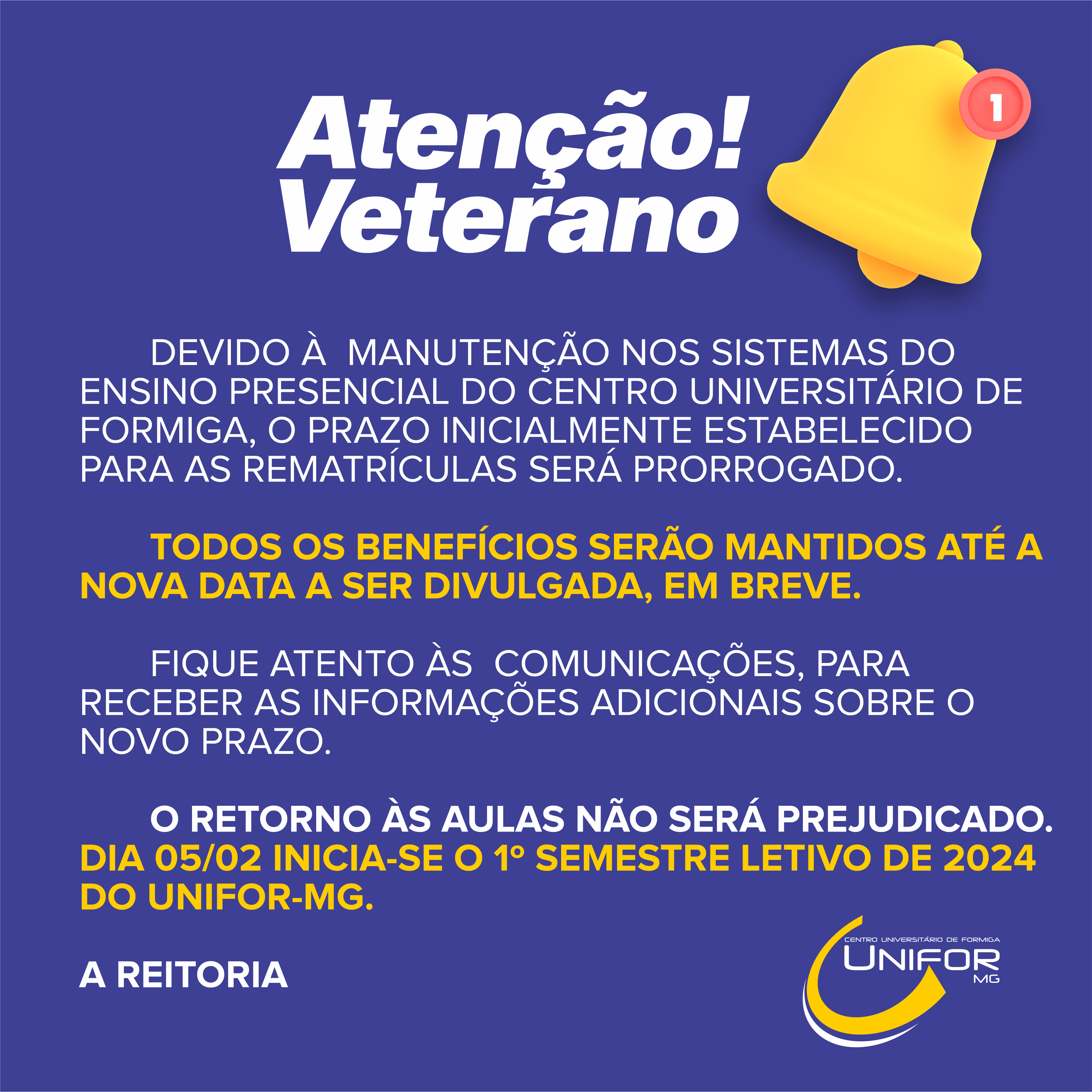 AVISO IMPORTANTE SOBRE A REMATRÍCULA 2024.1