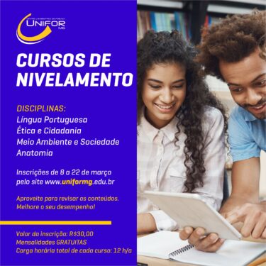 UNIFOR-MG ESTÁ COM INSCRIÇÕES ABERTAS PARA CURSOS DE NIVELAMENTO