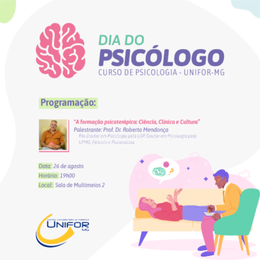 CURSO DE PSICOLOGIA PROMOVERÁ PALESTRA SOBRE A FORMAÇÃO PSICOTERÁPICA
