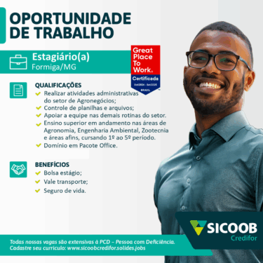 SICOOB CREDIFOR DIVULGA VAGA DE ESTÁGIO PARA SETOR DE AGRONEGÓCIO