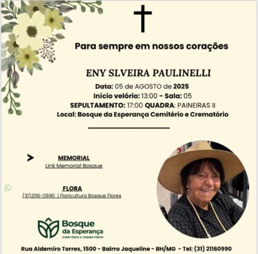 NOTA DE PESAR: ENY SILVEIRA PAULINELLI