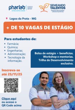 PHARLAB DIVULGA VAGAS DE ESTÁGIO PARA DIVERSAS ÁREAS
