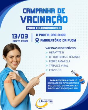 FUOM DIVULGA CAMPANHA DE VACINAÇÃO PARA COLABORADORES DA FUNDAÇÃO