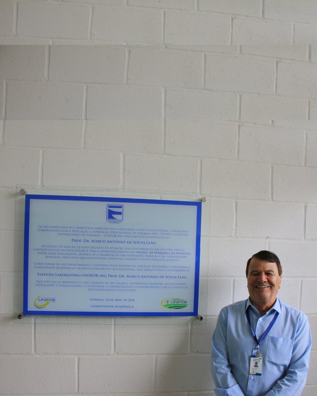 FAZENDA LABORATÓRIO DO UNIFOR-MG RECEBE O NOME DO PROFESSOR DR. MARCO ANTONIO DE SOUSA LEÃO